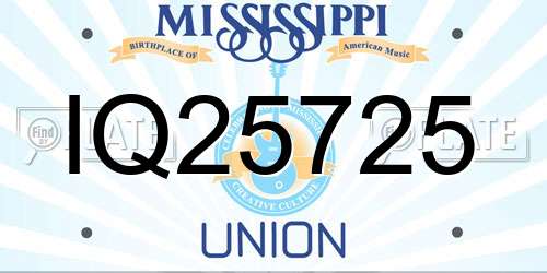 IQ25725 Mississippi License Plate
