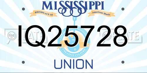IQ25728 Mississippi License Plate