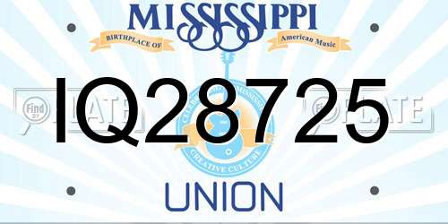 IQ28725 Mississippi License Plate
