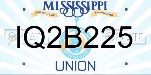 IQ2B225 Mississippi License Plate