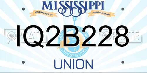 IQ2B228 Mississippi License Plate