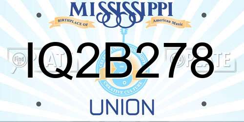 IQ2B278 Mississippi License Plate