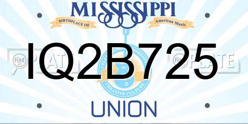 IQ2B725 Mississippi License Plate