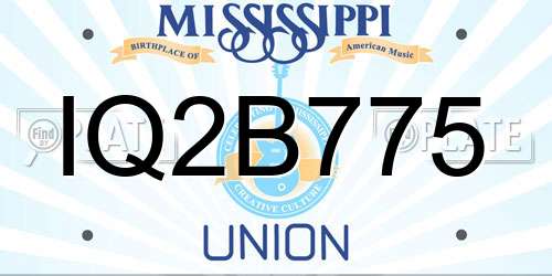 IQ2B775 Mississippi License Plate