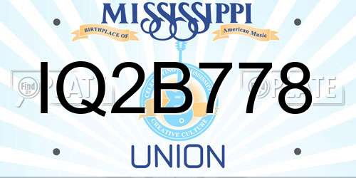 IQ2B778 Mississippi License Plate