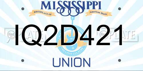 IQ2D421 Mississippi License Plate