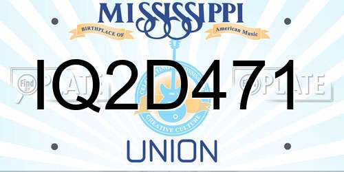 IQ2D471 Mississippi License Plate
