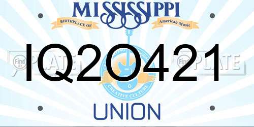 IQ2O421 Mississippi License Plate