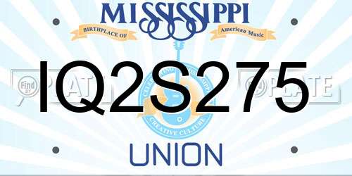 IQ2S275 Mississippi License Plate