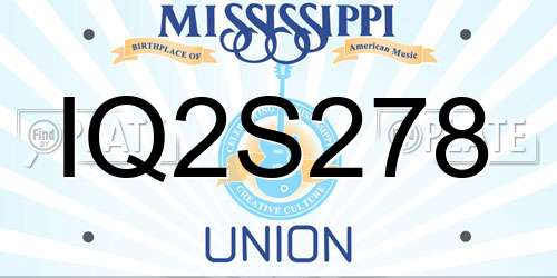 IQ2S278 Mississippi License Plate