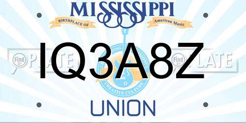 IQ3A8Z Mississippi License Plate