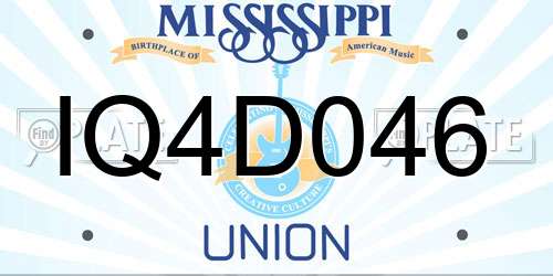 IQ4D046 Mississippi License Plate