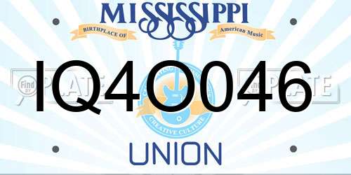 IQ4O046 Mississippi License Plate