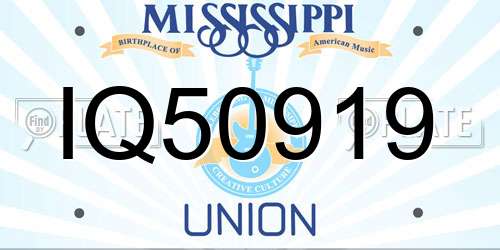 IQ50919 Mississippi License Plate