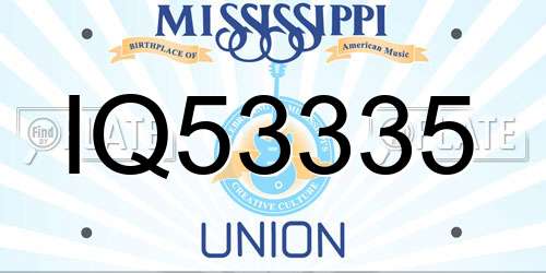 IQ53335 Mississippi License Plate