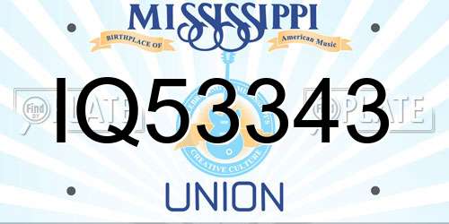 IQ53343 Mississippi License Plate