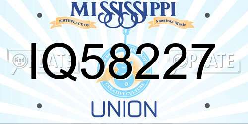 IQ58227 Mississippi License Plate