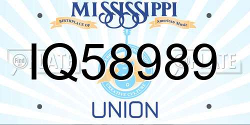 IQ58989 Mississippi License Plate