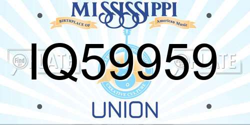 IQ59959 Mississippi License Plate