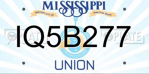 IQ5B277 Mississippi License Plate