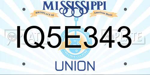 IQ5E343 Mississippi License Plate