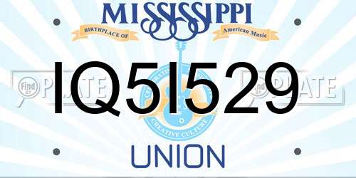 IQ5I529 Mississippi License Plate