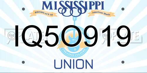 IQ5O919 Mississippi License Plate