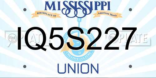 IQ5S227 Mississippi License Plate