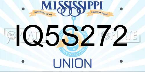 IQ5S272 Mississippi License Plate
