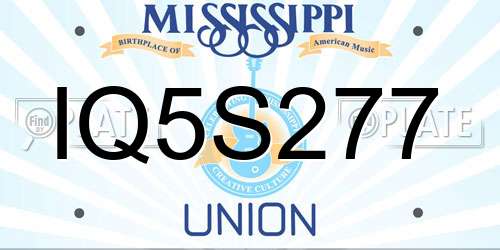 IQ5S277 Mississippi License Plate