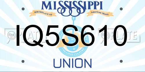 IQ5S610 Mississippi License Plate