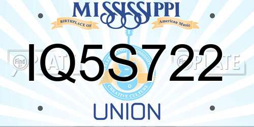 IQ5S722 Mississippi License Plate