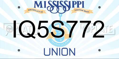 IQ5S772 Mississippi License Plate