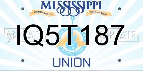 IQ5T187 Mississippi License Plate