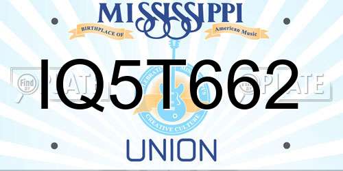 IQ5T662 Mississippi License Plate