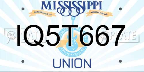 IQ5T667 Mississippi License Plate