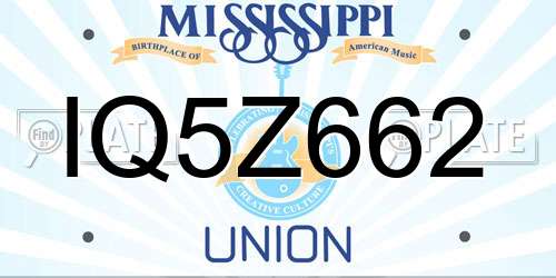 IQ5Z662 Mississippi License Plate