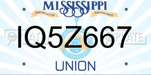 IQ5Z667 Mississippi License Plate