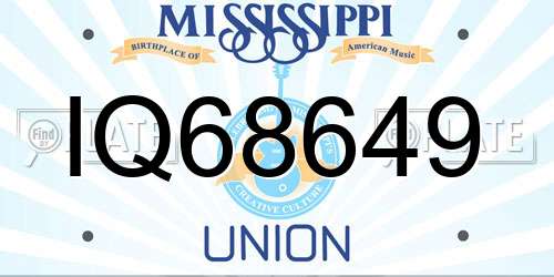 IQ68649 Mississippi License Plate