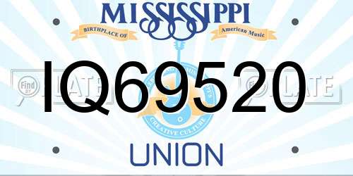 IQ69520 Mississippi License Plate