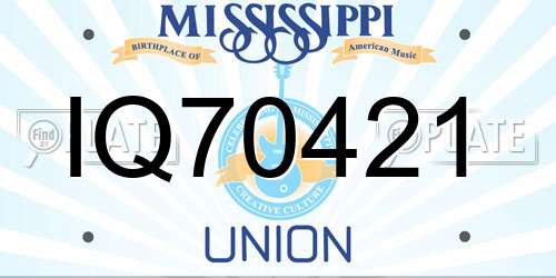 IQ70421 Mississippi License Plate