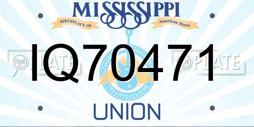 IQ70471 Mississippi License Plate