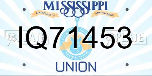IQ71453 Mississippi License Plate