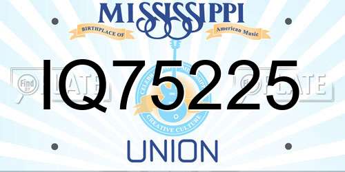 IQ75225 Mississippi License Plate
