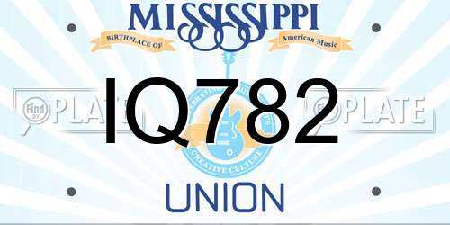 IQ782 Mississippi License Plate