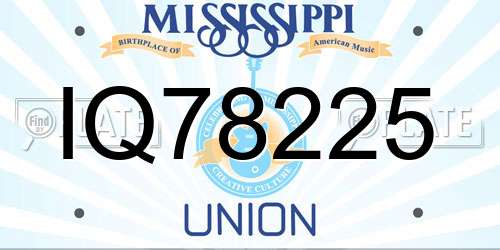 IQ78225 Mississippi License Plate