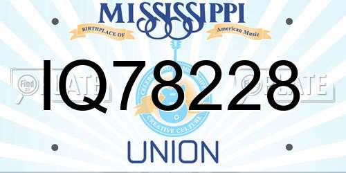 IQ78228 Mississippi License Plate