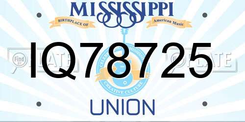 IQ78725 Mississippi License Plate