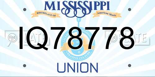 IQ78778 Mississippi License Plate