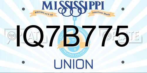IQ7B775 Mississippi License Plate